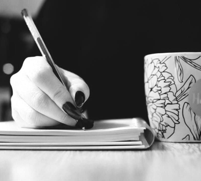 Writing in a book Writing in a book