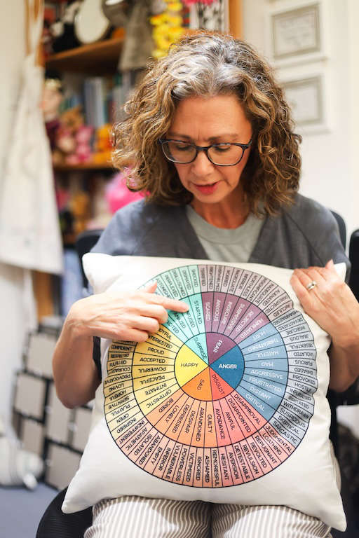 Helen with cushion Props used in therapy for children